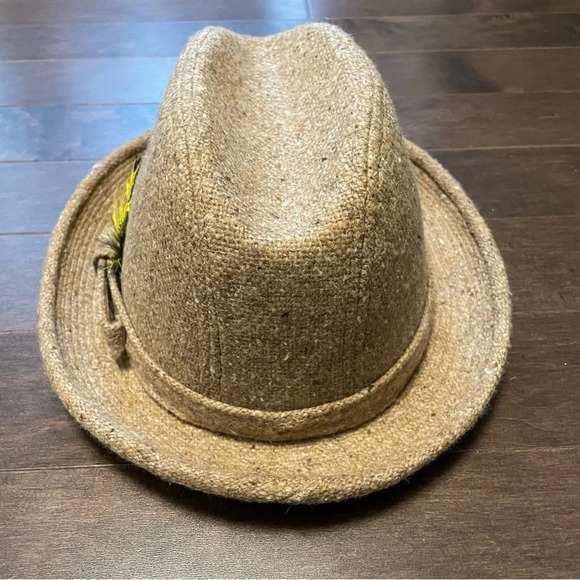 Fedora Hat Vintage 1970s Wool Blend Tweed with Feather by Lanning Men’s Large. - Picture 5 of 12
